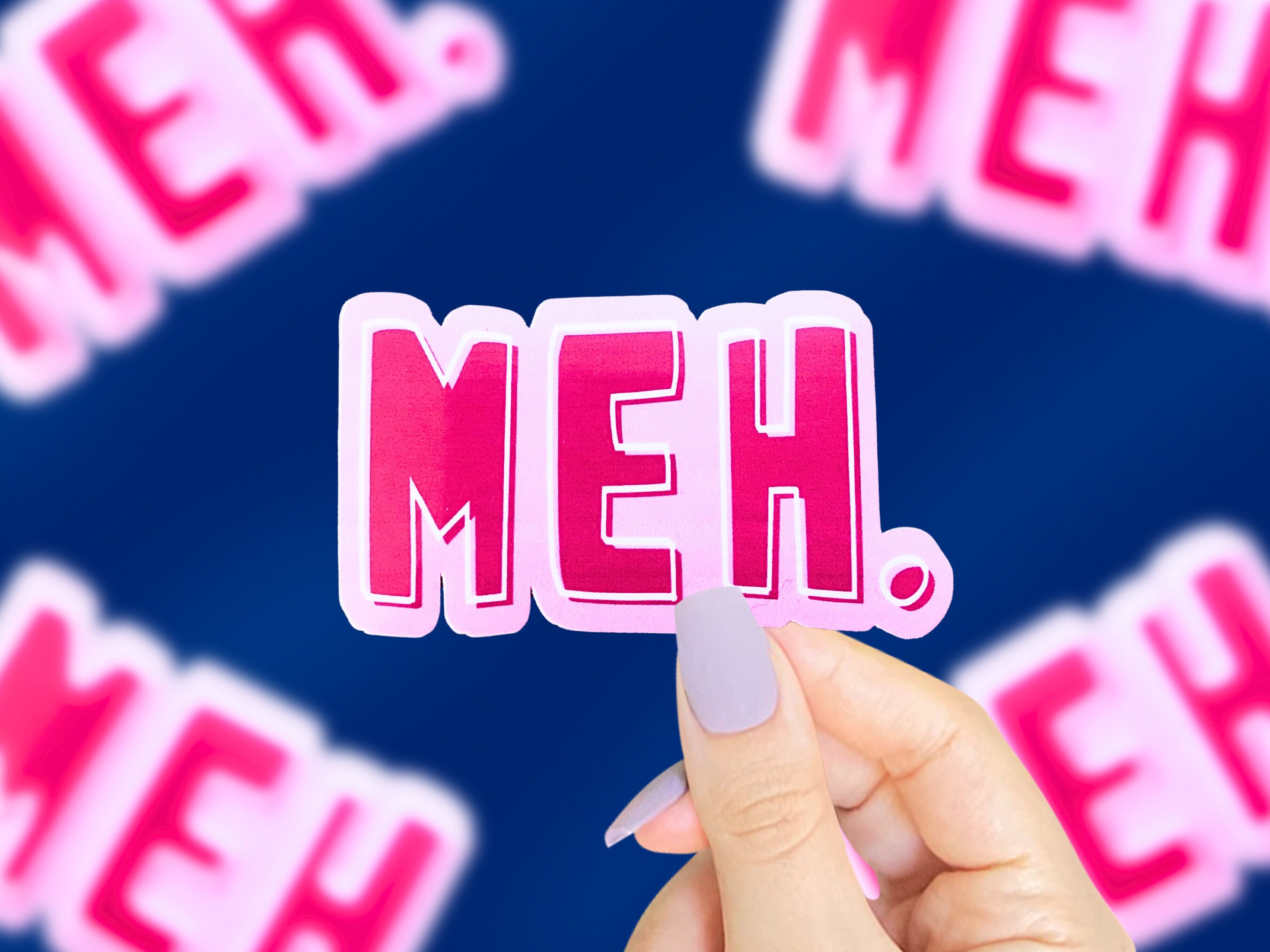 Meh. Sticker, Relatable Stickers, Funny Saying Stickers, Short Word Stickers, Cute Stickers, One Word Stickers, Introvert Stickers