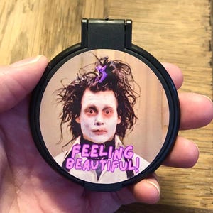 Funny Pocket Mirror, Compact Mirror, Purse Mirror, Travel Essentials, Funny Gifts, Cute Mirror, 90s Nostalgia, 90s Stickers, Edward Scissor