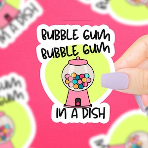 Bubble Gum In A Dish Aufkleber, 90er Jahre Aufkleber, 90er Jahre Aufkleber, 90er Jahre Nostalgie, süße Aufkleber für Laptop, Aufkleber, lustige Aufkleber, Wortspiele