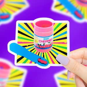 Cherries Sticker, 90s Stickers, 90s Nostalgia, 90s Girl, Retro Stickers, Funny Stickers, Cute Stickers, Relatable Stickers, Pastel Stickers