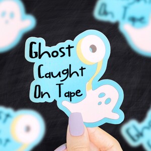 Ghost Caught On Tape Sticker, Halloween Stickers, Funny Halloween Stickers, Fall Stickers, Pun Stickers, Dad Jokes, Ghost Stickers