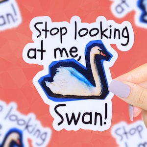 Stop Looking at Me Swan Sticker, Billy Madison Sticker, Funny Stickers