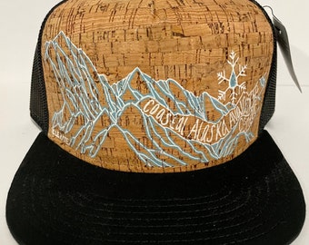Hand Painted Coastal Alaska Avalanche Center Cork Trucker Hat - Black