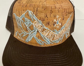 Hand Painted Coastal Alaska Avalanche Center Cork Trucker Hat - Brown