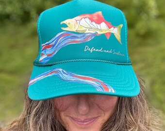 Defend and Sustain Artful Trucker Hat : Teal