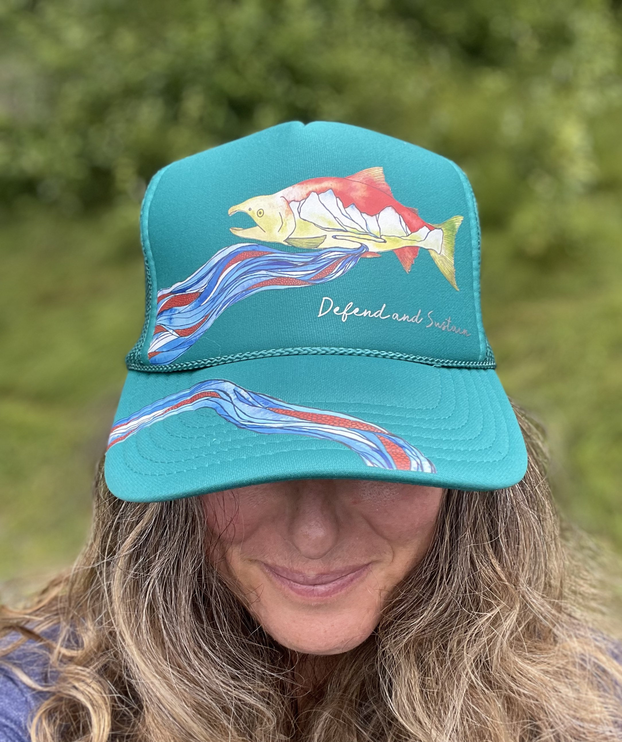 Defend and Sustain Artful Trucker Hat : Teal