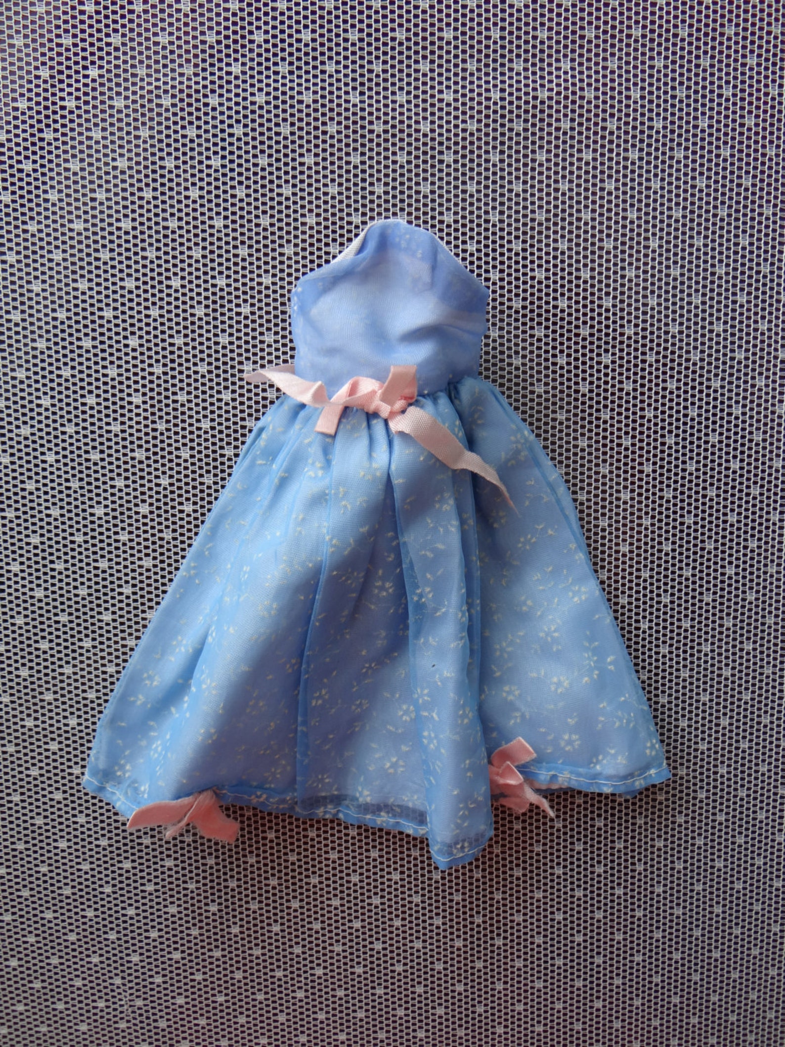 Vintage Blue Barbie Dress With White Islet and Pink Bows | Etsy