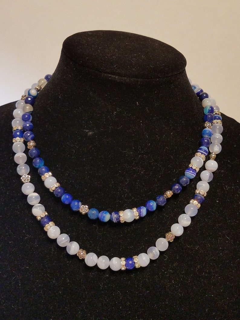 Double Strand Blue Agate Necklace