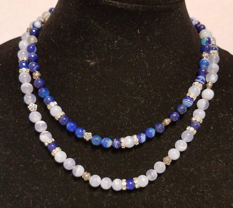 Double Strand Blue Agate Necklace