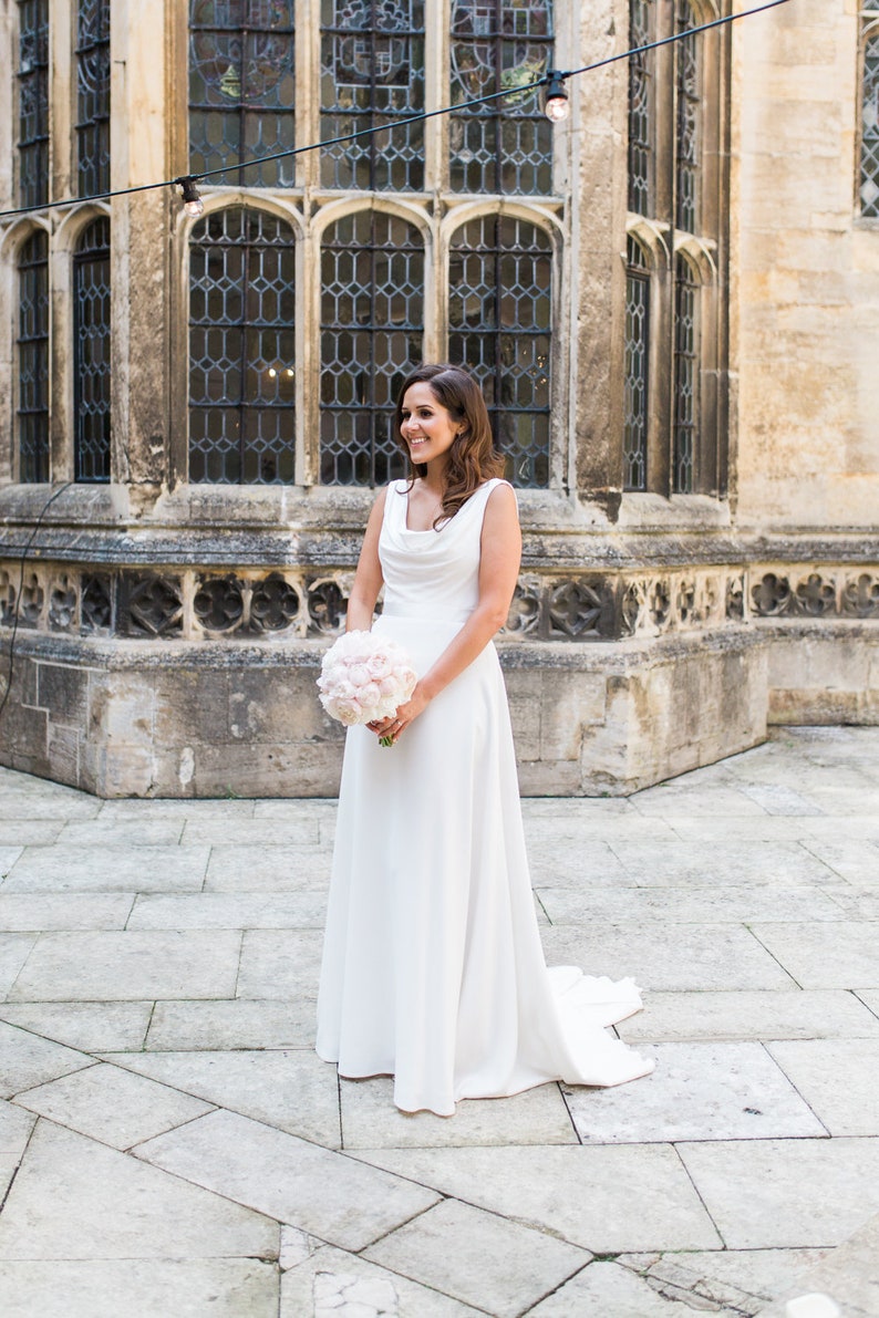 Satin Cowl Neck Wedding Dress