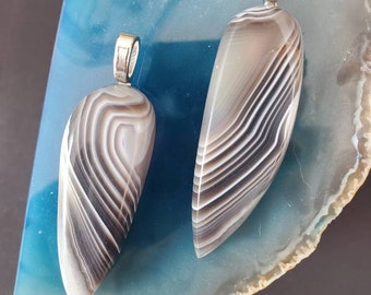 For Valentines Day partners pendants being sold as a set. Hand crafted cabachons from beautiful banded agate.