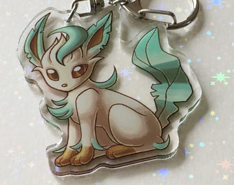 Pokemon Leafeon Eeveelution Shiny Double-Sided Keychain