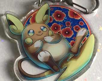 Pokemon Alolan Raichu Hibiscus Shiny Double-Sided Keychain