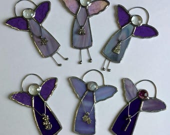 ANGEL ORNAMENT: Purple/Lavender Stained Glass Angel