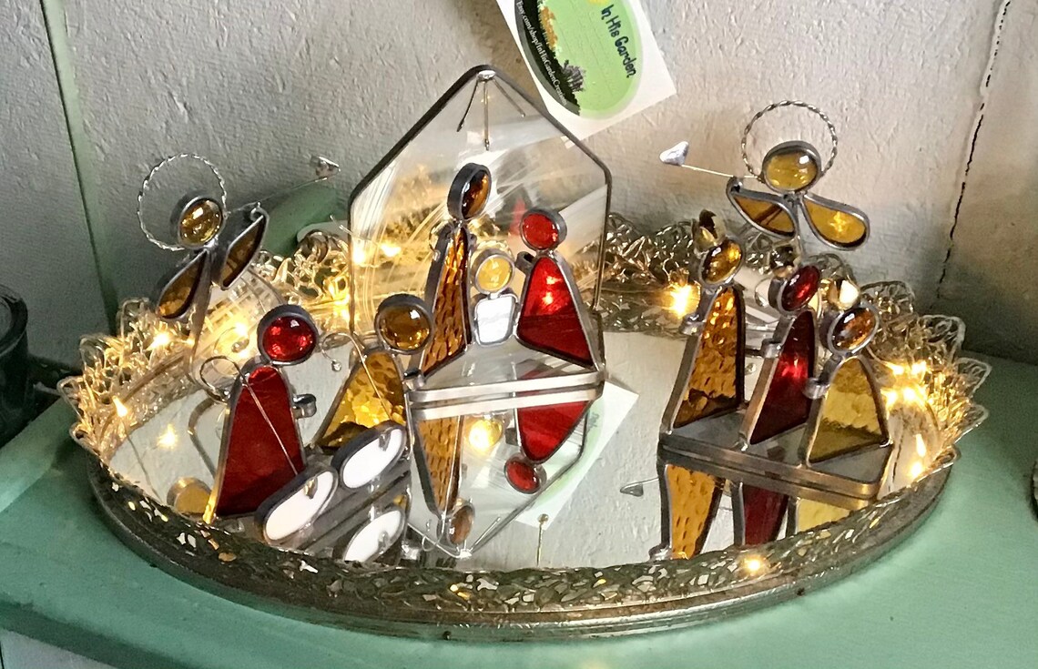 5 STÜCK Krippenset klassische rote goldene und weiße | Etsy