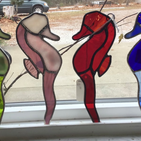 Sea Horse Sun Catcher, RED or COBALT BLUE, Only 1(One) of each color available from In His Garden Creations*