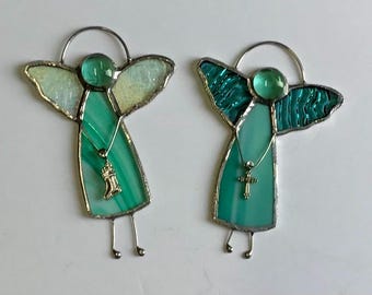 ANGEL ORNAMENT: TEAL Stained Glass Angel