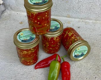 Candied Hot Cubanelle Relish: Sweet & Spicy Condiment (4-1/2 Pints)