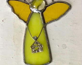 ANGEL ORNAMENT: YELLOW Stained Glass Angel
