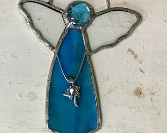ANGEL Ornament: BLUE GREEN Stained Glass Angel