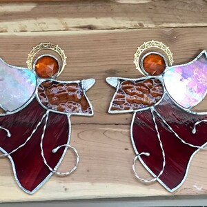 ENGEL, TiefROT GOLD Iridized Kleber ChipStained Glas Engel, kleiner Engel, Gedenkengel, Hochzeitsgeschenk von In His Garden Creations *