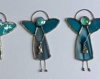 ANGEL ORNAMENT: BlueGreen Stained Glass Angel