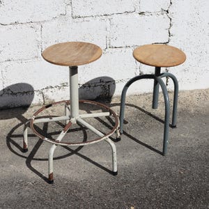 HOT SUMMER SALE - 2 Mid-Century Industrial Stools–Swivel Stools Industrial Design-60s