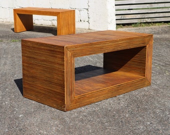 SPECIAL OFFER-  Set of 2 French Vintage Rattan Coffee Tables-Cuboid Lounge Tables-Set of 2 Patio Deck Tables -80s