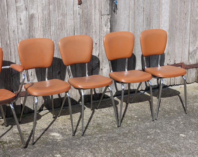 French Mid-century Kitchen Chairs -set of 4 Retro Chique Leatherette ...