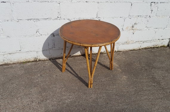 French Vintage Round Bamboo Table Mid Century Coffee French Vintage Round Bamboo Table Mid, Vintage Round Bamboo Coffee Table