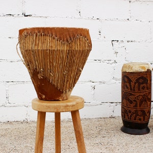 HAPPY AUTUMN SALE - Vintage Ziegenfell Trommel - Authentische Tribal - Afrikanische Djembe - Folk Musikinstrument - Dekorative Trommel - 60er Jahre