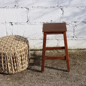 HOT SUMMER SALE - French Vintage wooden Square Stool-four legged wooden Seat-Plant Stand-Hallway Console-60s