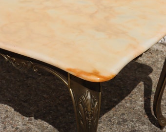 Special Offer- French Vintage Marble Brass Coffee Table -Vintage Cocktail Table-Lounge Table-Style Louis XV-70s