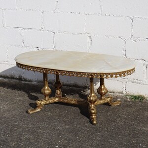 RESERVED for Tami-French Vintage  Marble Brass Coffee Table -Vintage Lounge Table-Cocktail Table--Rococo Style-70s