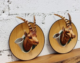 Set of 2 French Vintage Fake Capricorn Antlers - Walldecor - Erref Creation- 70s