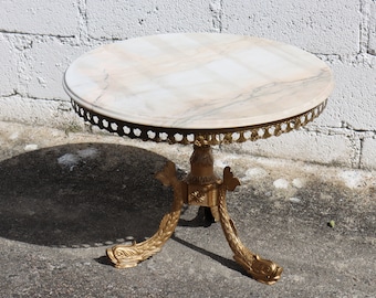 Special Offer-  French Vintage Marble Brass Coffee Table -Vintage Cocktail Table- Lounge Table-Style Louis XV-70s