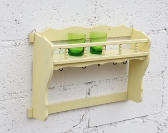 HOT SUMMER SALE - French Mid Century Wall Shelf - Vintage wooden Kitchen Shelf- Spice Rack - Towel Rack-50s