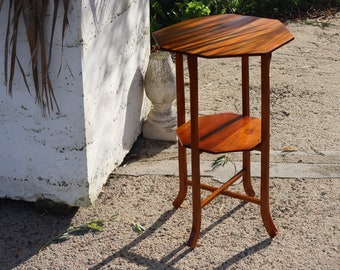 French Vintage  wooden octagonal Console-wooden End Table-Side Table-Plant Stand-40s