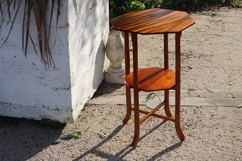 French Vintage wooden octagonal Console-wooden End Table-Side Table-Plant Stand-40s zdjęcie 1