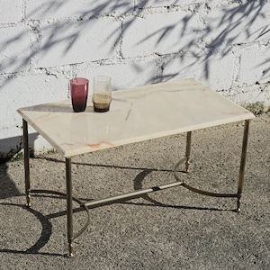 HAPPY HALLOWEEN SALE - French vintage Marble and Brass Coffee Table - Cocktail Table-Lounge Table-Hollywood Regency Style-70s
