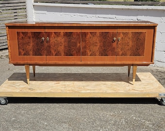 French MID-CENTURY MODERN Sideboard-Luxurious Makassar Buffet-60s