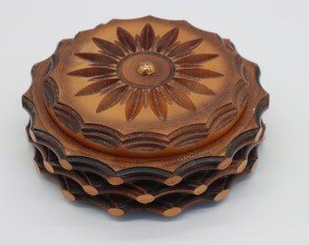 HOT SUMMER SALE - French Vintage handcarved wooden Souvenir Box -Trinket box-50s