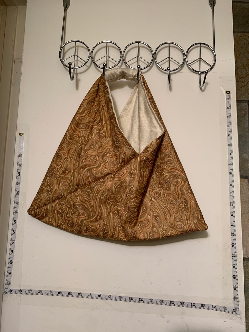 Small Tan Paisley Origami bag