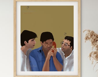 Bollywood Art,Hera Pheri,Movie Poster,Indian Films,Wall Decor,Desi Art Print,Drawing,Retro Poster,Digital Illustration,Vintage film Poster