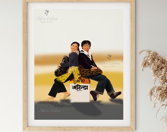 Bollywood Art,Jab We Met,Movie Poster,Indian Films,Wall Decor,Desi Art Print,Drawing,Digital Illustration,Vintage film,Film Art #2