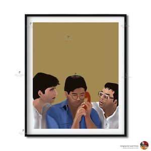Bollywood Art,Hera Pheri, Indian Movie Wall Art, Hindi Classic Film Poster, Gift for movie lovers, Home Theater Decor, Desi Art Gift