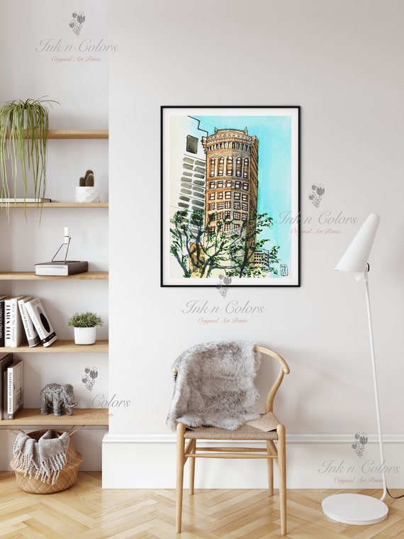 サンフランシスコ、水彩画、旅行ポスター、モンゴメリー通り