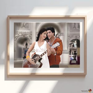 Art de Bollywood - Jab Tak Hai Jaan, art mural de film indien, affiche de film classique hindi, cadeau pour les cinéphiles, décoration de cinéma maison, cadeau d&#39;art Desi