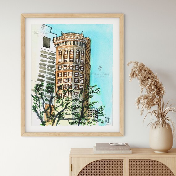 サンフランシスコ、水彩画、旅行ポスター、モンゴメリー通り