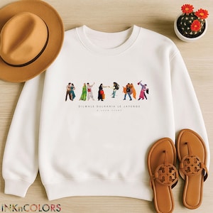 Sudadera SRK DDLJ Desi Art Bollywood • Camisetas y sudaderas con capucha • Camiseta de arte gráfico SRK • Regalos a juego para amantes del cine • Tallas para todos los grupos de edad
